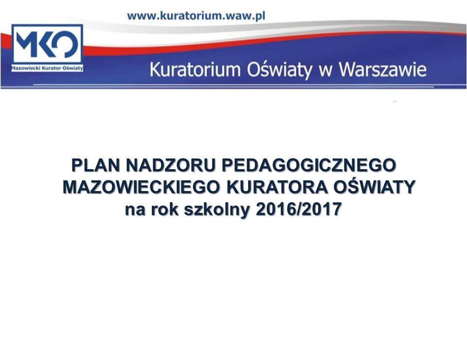 Plan Nadzoru Pedagogicznego Na Rok Szkolny 2016 2017