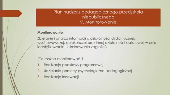 Plan Nadzoru Pedagogicznego Dyrektora Przedszkola Niepublicznego