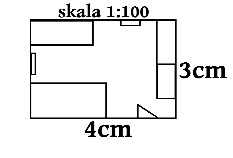 Plan pokoju w skalach 1:100 - Brainly.pl Plan Pokoju Krzysia Narysowano W Skali 1 Do 100 Czyli