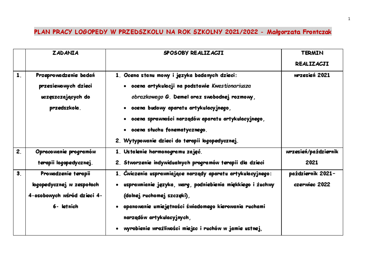 Plan Pracy W Zlobku Dla Najmłodszych