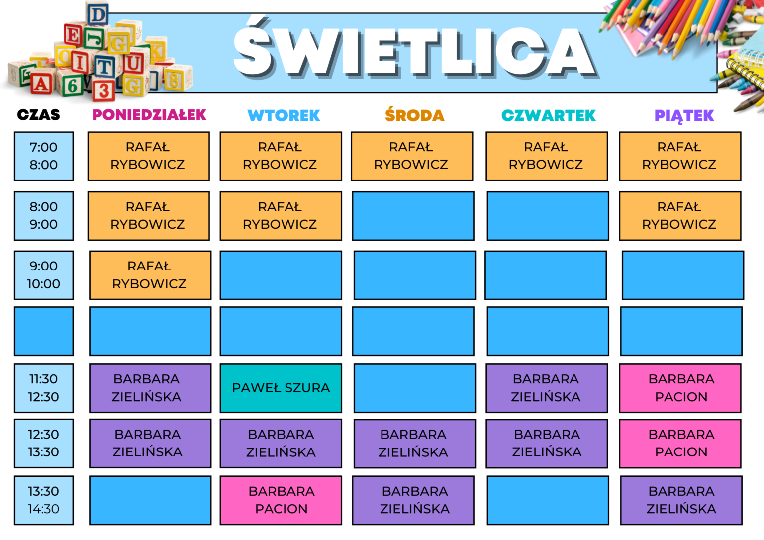 Plan pracy świetlicy szkolnej – Szkoła Podstawowa im. ks. Jana Reca w Plan Pracy świetlicy Wiejskiej Na Wakacje