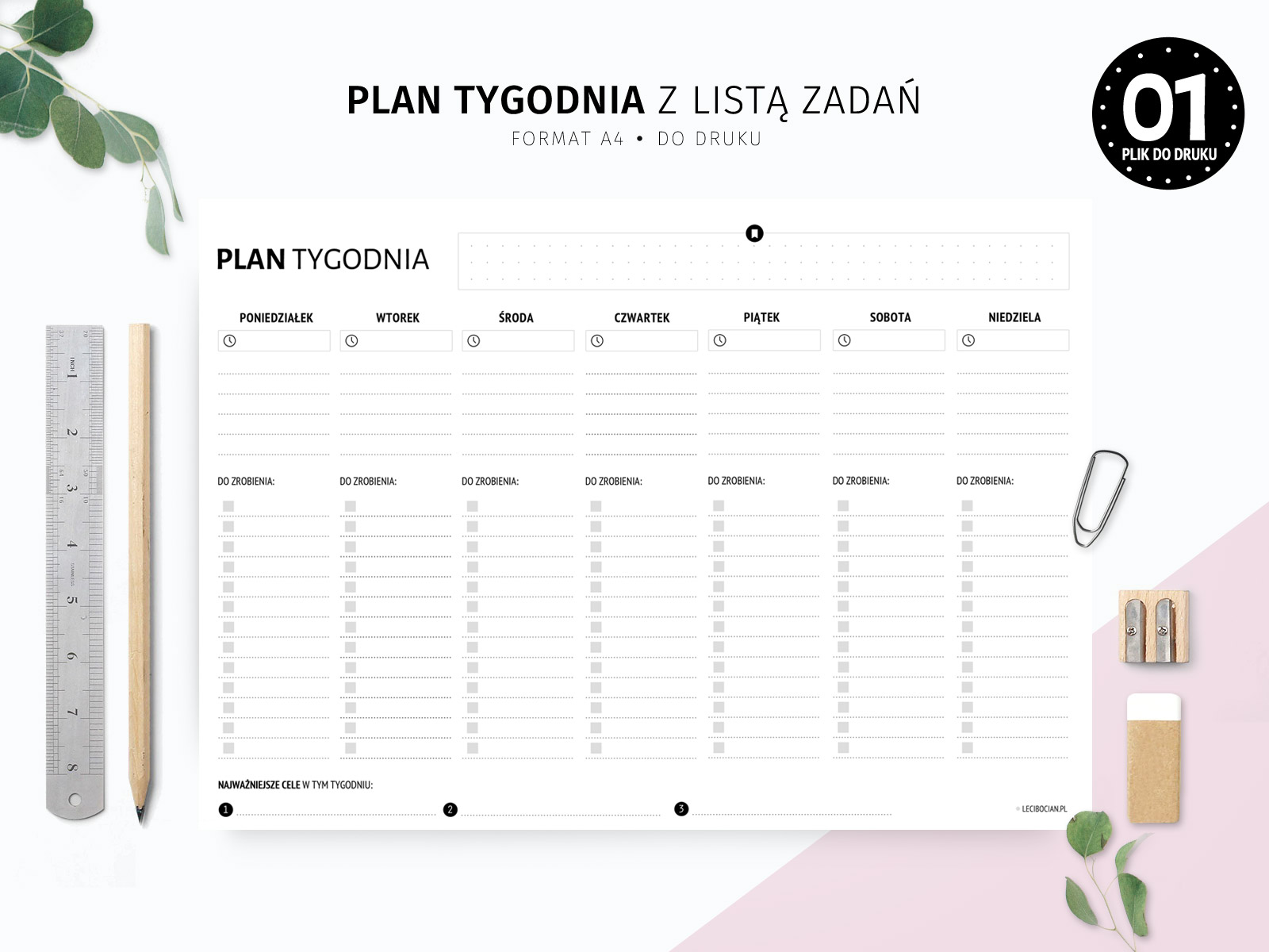 Plan tygodnia z listą zadań do druku - Planery, karty pracy, pomoce Tygodniowy Plan Pracy W żłobku Wrzesien