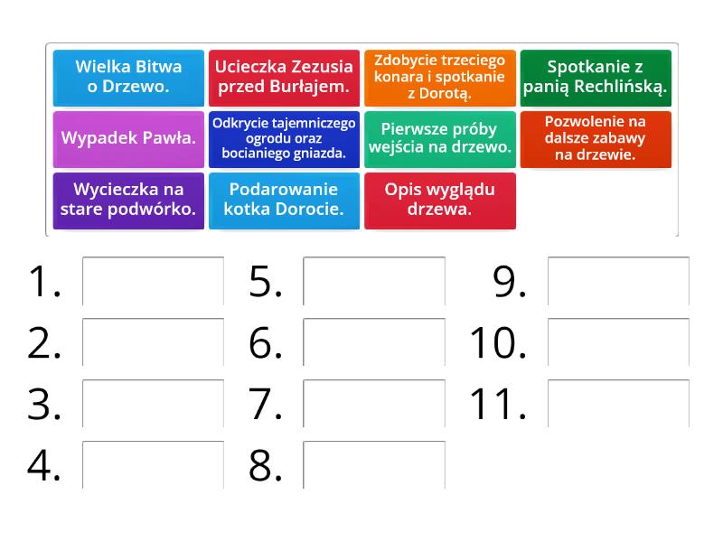 Plan wydarzeń "Drzewo do samego nieba" - Ustaw w kolejności Plan Wydarzeń Drzewo Do Samego Nieba