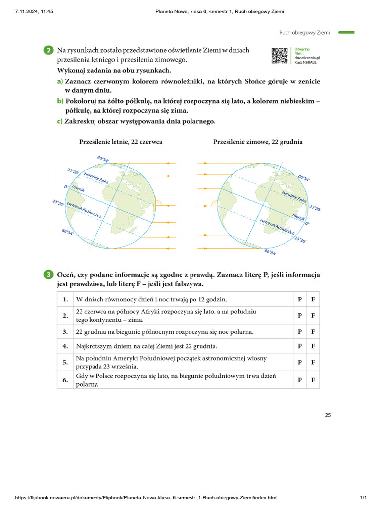 Planeta Nowa, klasa 6, semestr 1, Ruch obiegowy Ziemi 2 | PDF Ruch Obiegowy Ziemi Klasa 6
