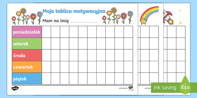 Plansze Moja tablica motywacyjna (nauczyciel wykonał) System Motywacyjny W Klasach 1 3