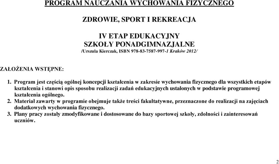 Plany Wynikowe Z Wychowania Fizycznego Do Nowej Podstawy Programowej