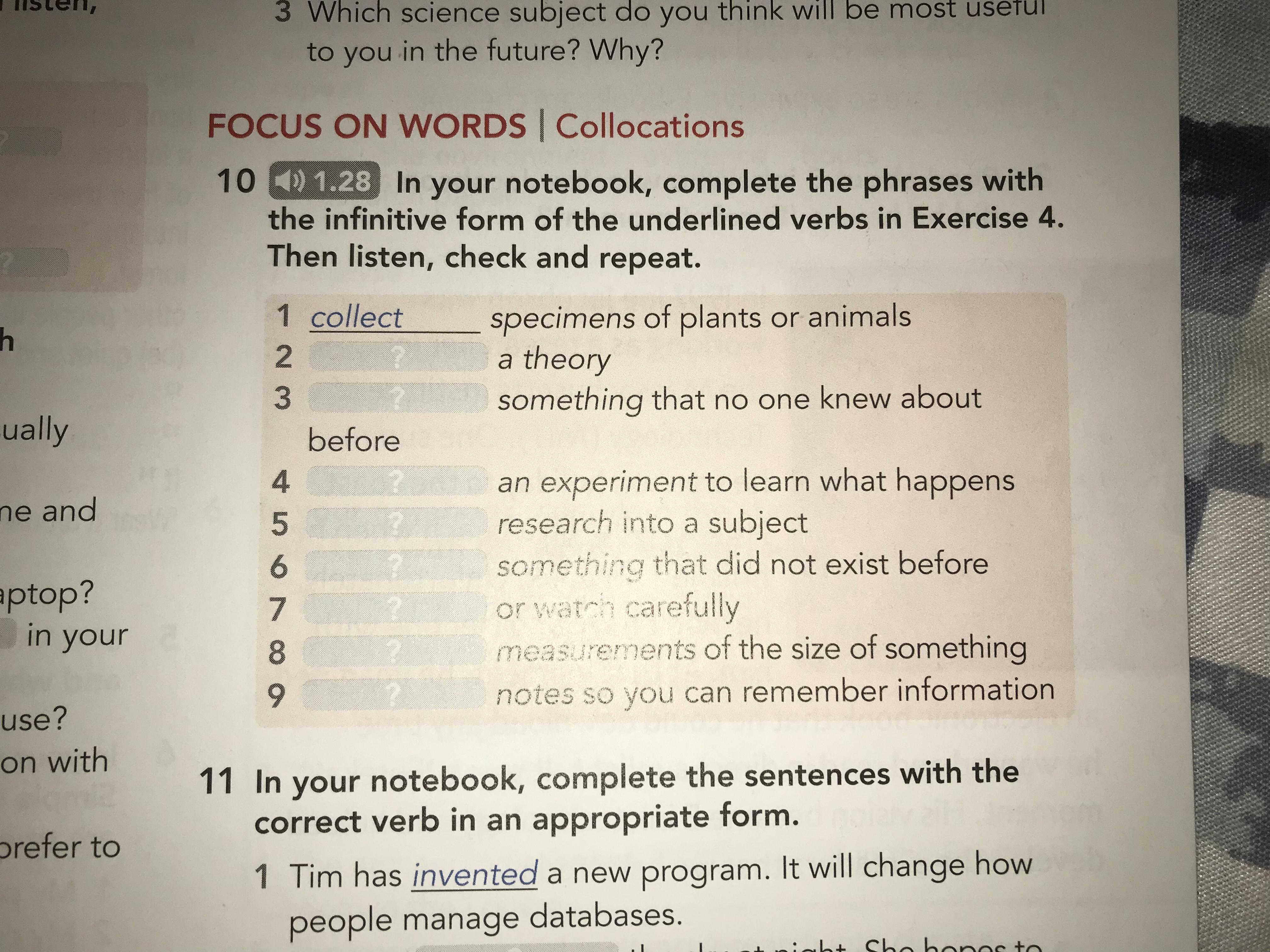 Plis pomóżcie mi z zadaniem 10 z angielskiego na dole zdj In your In Your Notebook Complete The