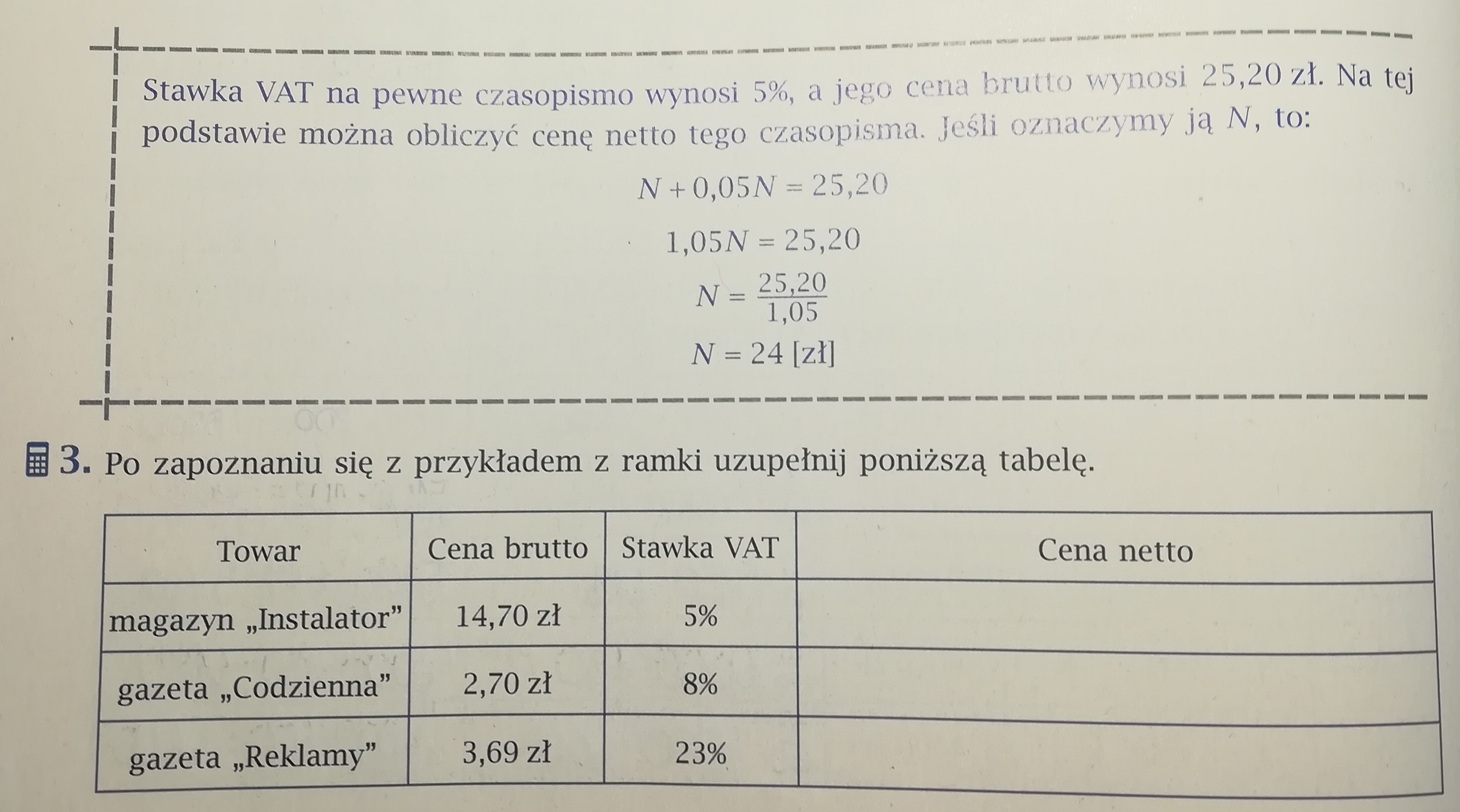 Po zapoznaniu się z przykładem z ramki uzupełnij poniższą tabelę Uzupelnij Ponizsza Tabele Postaraj Sie Jak Najwiecej