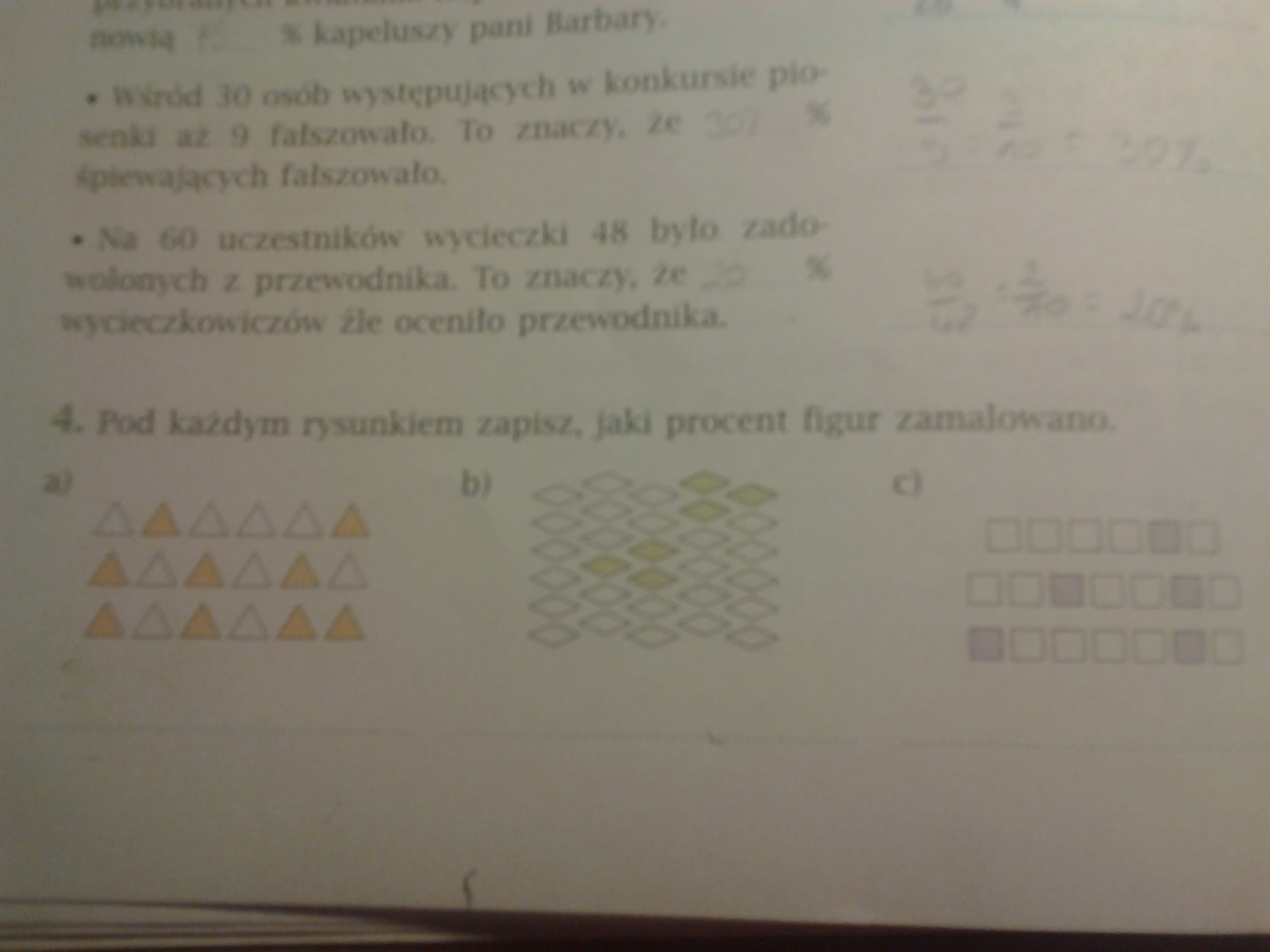 pod każdym rysunkiem zapisz, jaki to procent figury zamalowano. prosze Pod Kazdym Rysunkiem Zapisz Jaki Procent Figur Zamalowano