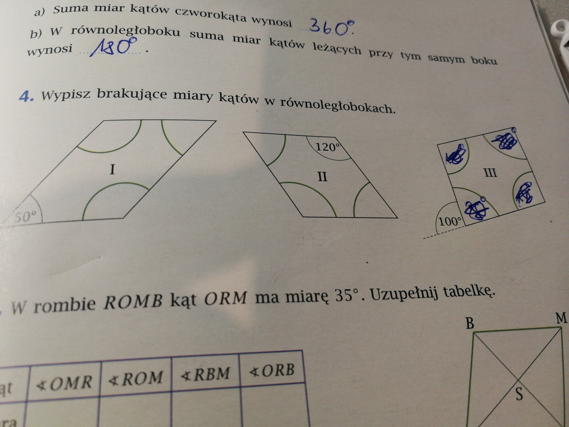 Podaj Miary Kątów W Narysowanych Równoległobokach