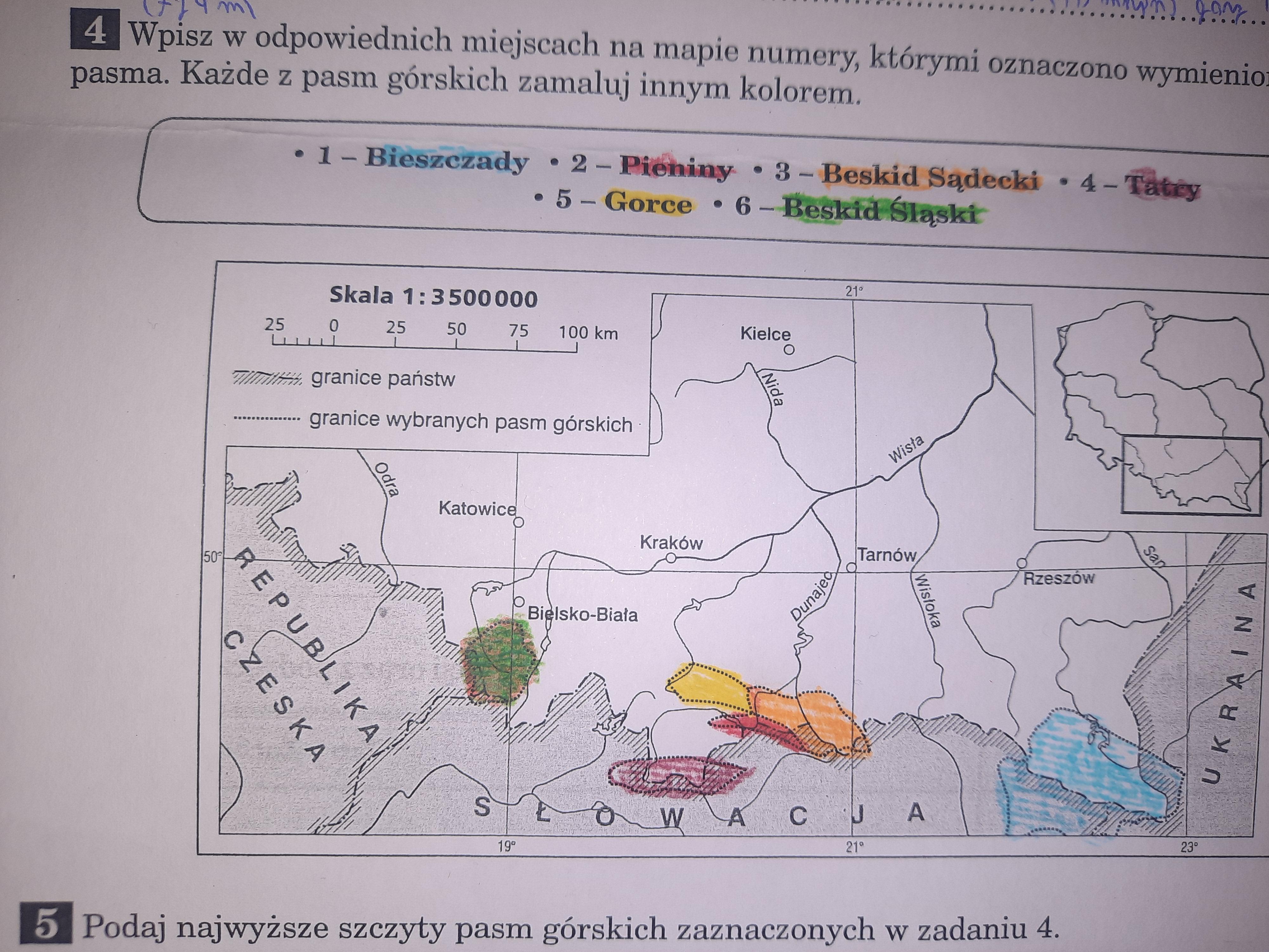 Podaj Najwyższe Szczyty Pasm Górskich Zaznaczonych W Zadaniu 4