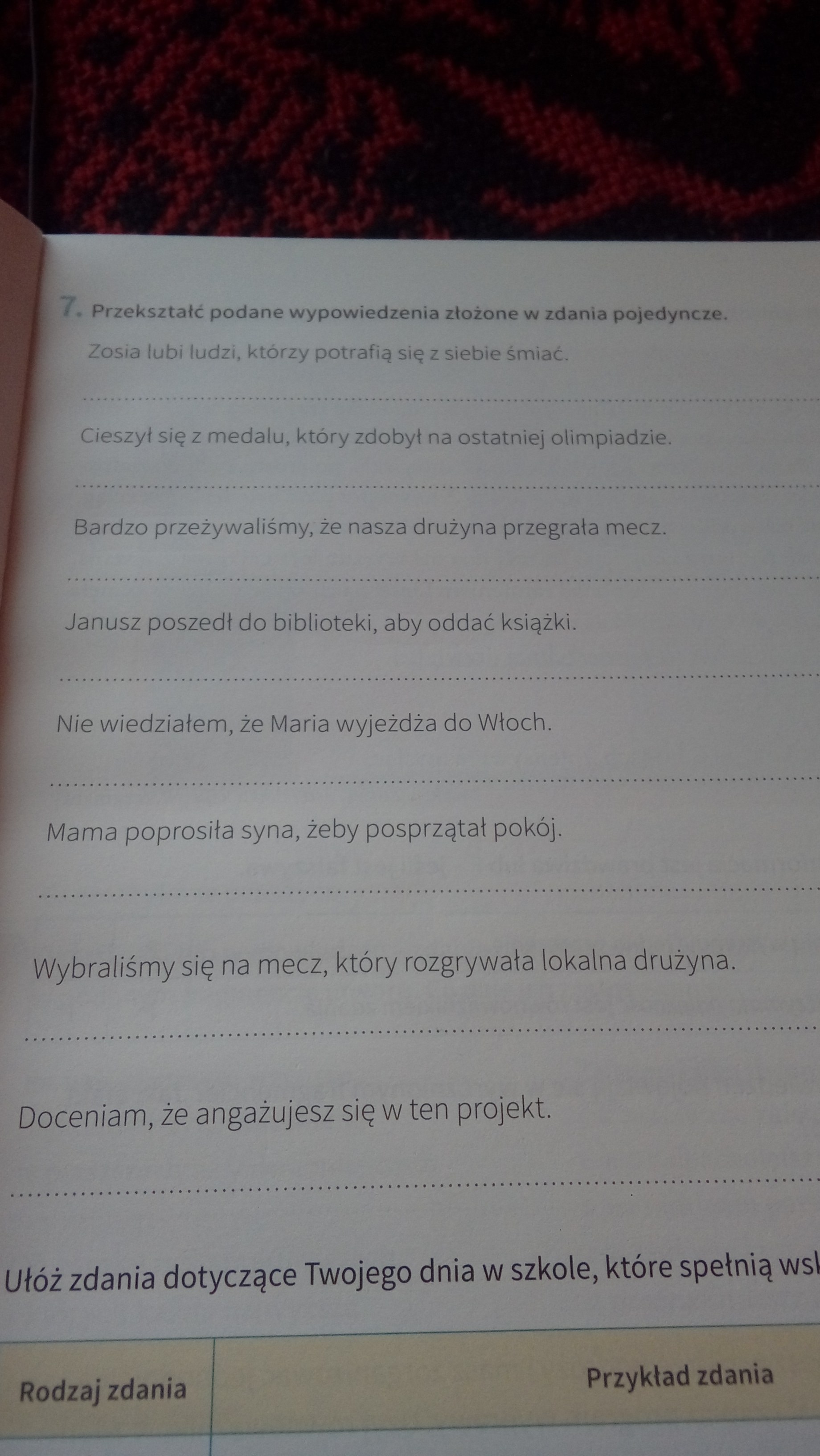 Przekształć Podane Wypowiedzenia Złożone W Zdania Pojedyncze