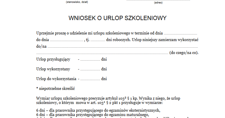 Podanie O Urlop Wypoczynkowy Nauczyciela świadczenie Urlopowe Dla Nauczycieli 2019