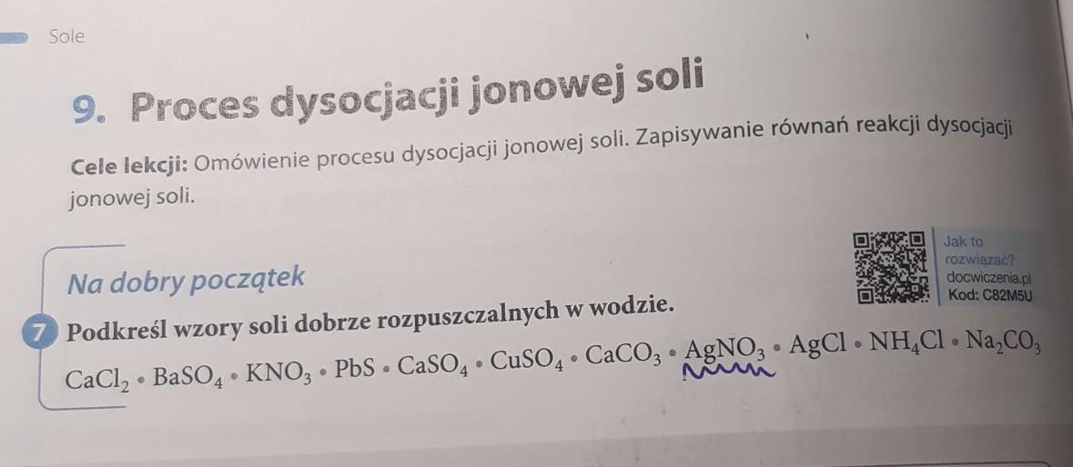 Podkreśl Wzory Soli Dobrze Rozpuszczalnych W Wodzie