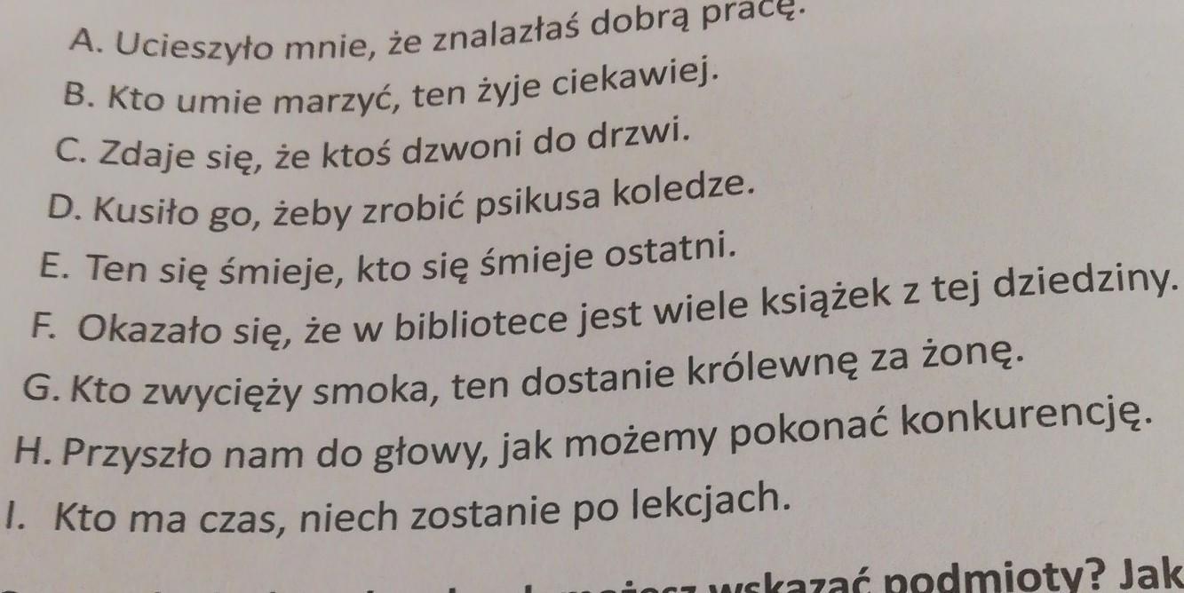 Podkreśl Zdania Nadrzędne Zapisz Pytania O Zdania Podrzędne