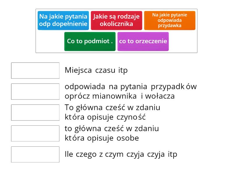 podmiot i orzeczenie - Połącz w pary Podmiot I Orzeczenie ćwiczenia Klasa 4