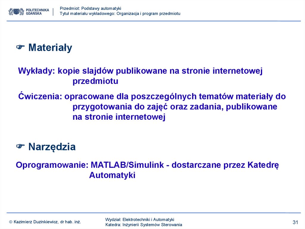 Marek żelazny Podstawy Automatyki Pdf