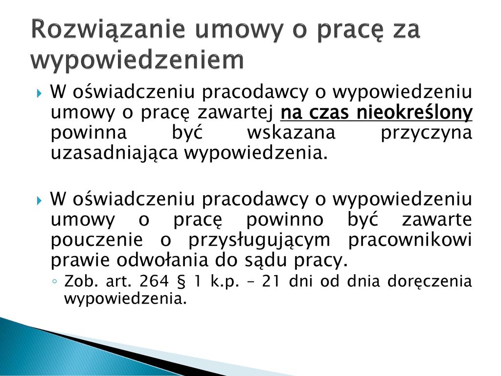 Podstawy prawa pracy Zajęcia nr ppt pobierz Tryb I Podstawa Prawna Rozwiązania Umowy O Pracę