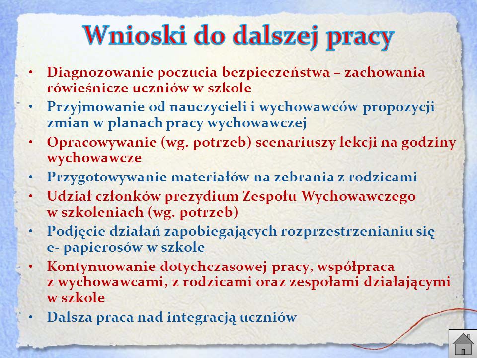Podsumowanie pracy szkoły II semestr roku szkolnego 2013/ ppt pobierz Przykładowe Wnioski Do Dalszej Pracy W Przedszkolu