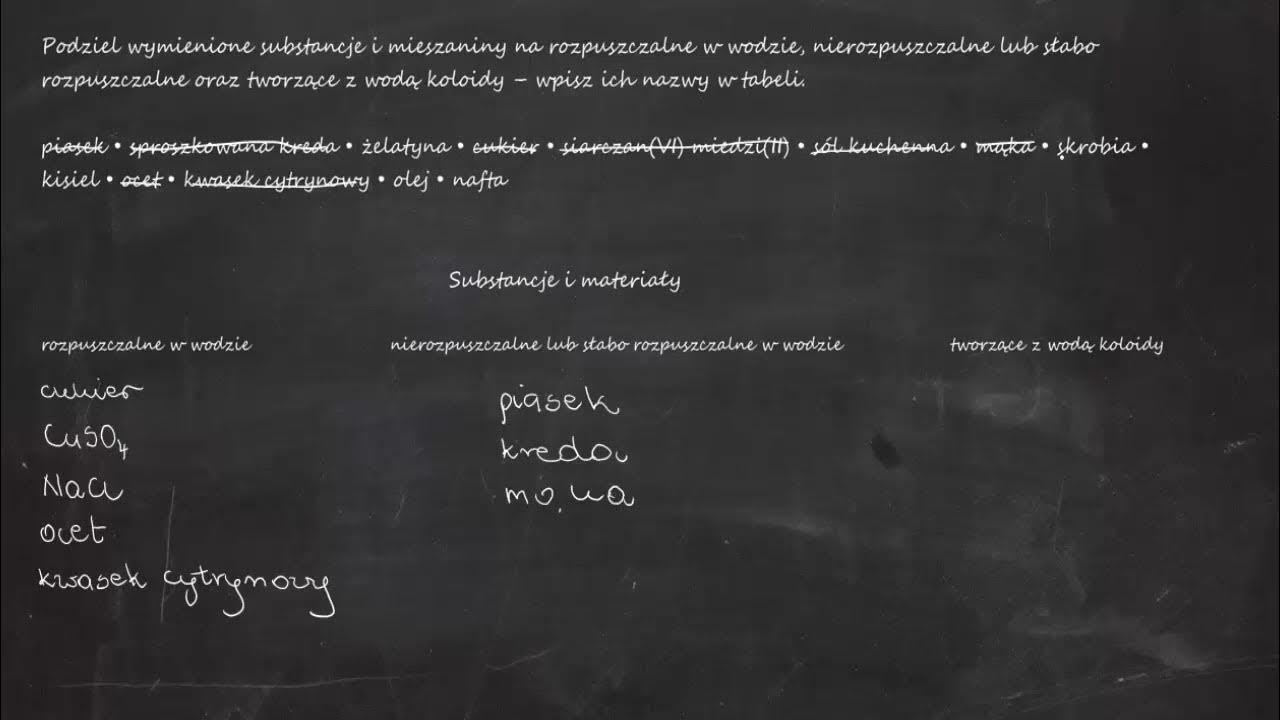 Podziel Wymienione Substancje I Mieszaniny Na Rozpuszczalne W Wodzie