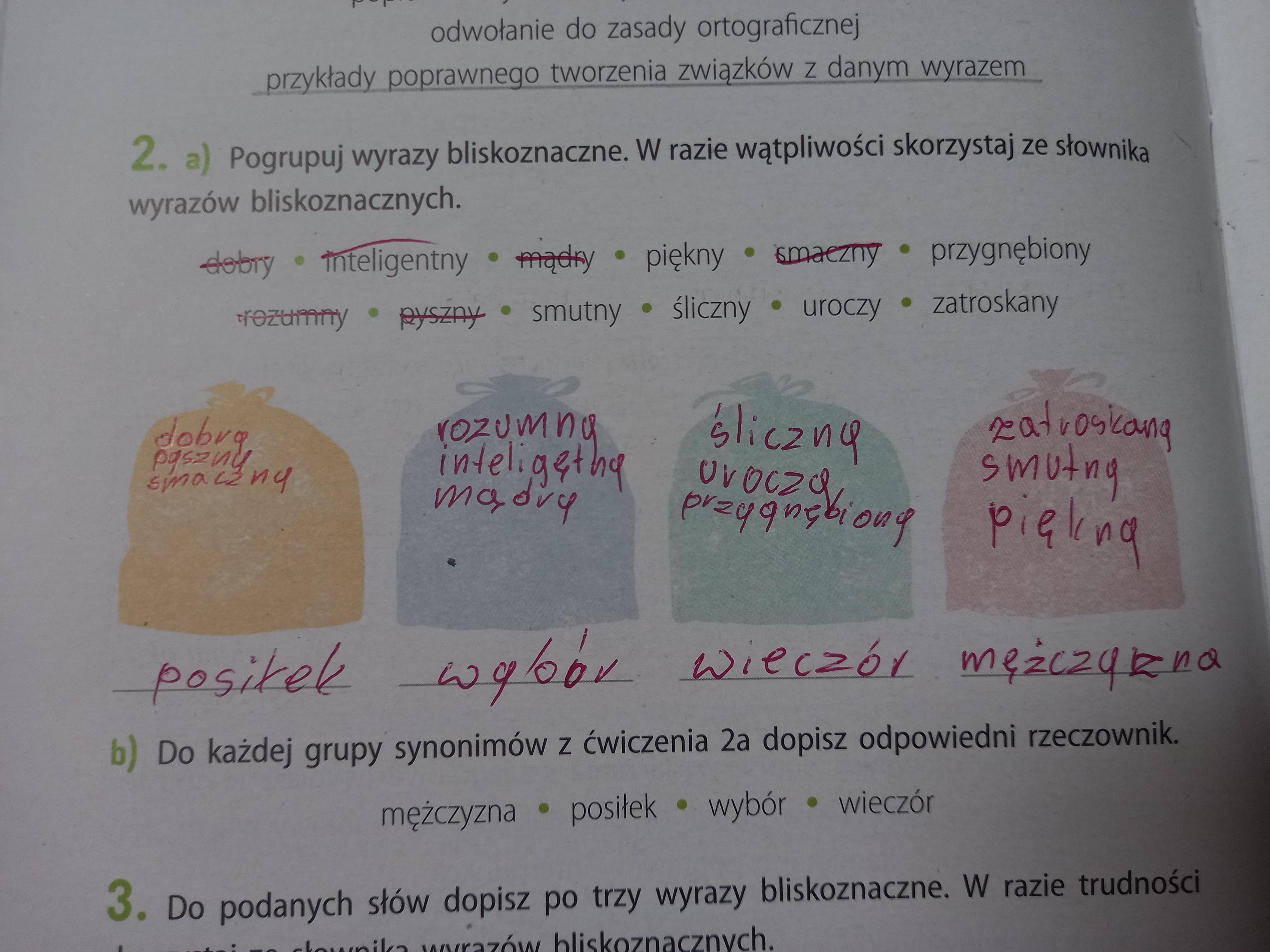 Pogrupuj wyrazy bliskoznaczne. W razie wątpliwości skorzystaj ze Co To Są Wyrazy Bliskoznaczne