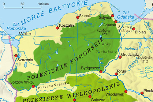 Pojezierze Pomorskie - mapa, jeziora, miasta, atrakcje turystyczne Mapa Polski Pobrzeża Pojezierza Niziny Wyżyny Kotliny Góry