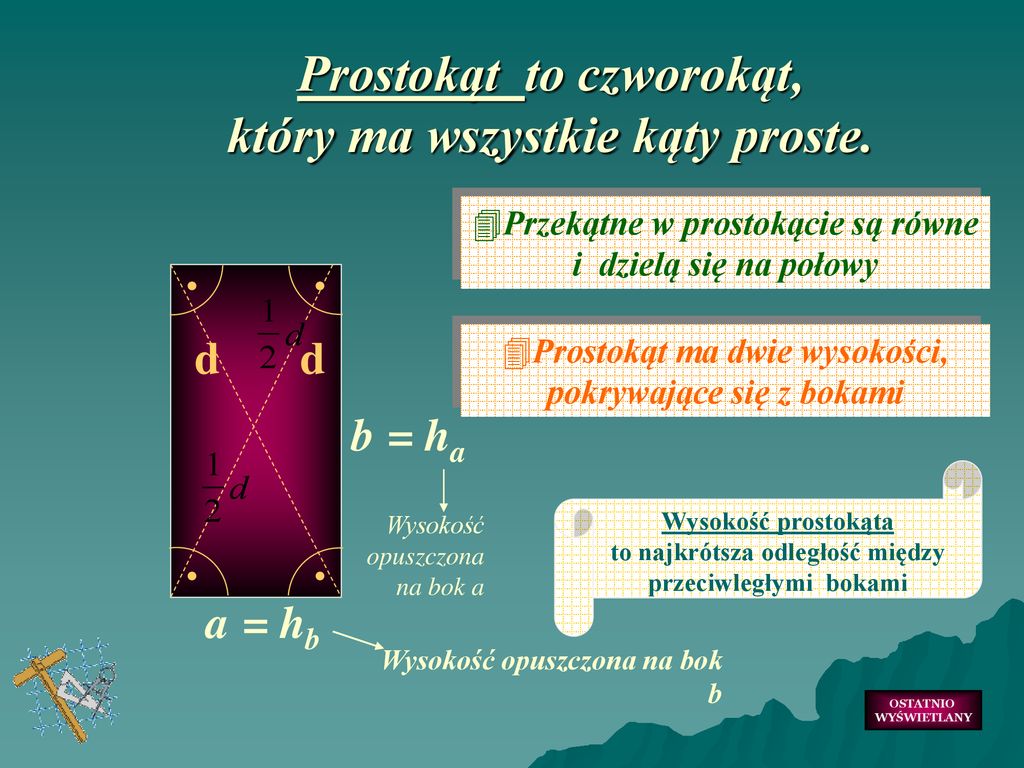 POLA POWIERZCHNI FIGUR PŁASKICH - ppt pobierz Pewien Czworokąt Ma Dwie Pary Równych Kątów I Prostopadłe Przekątne