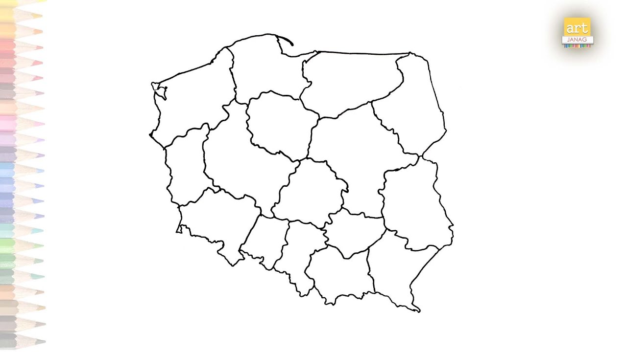 Poland Map outline drawing with regions | Rysunek mapy Polski | How to Godło Polski Rysunek Dla Dzieci