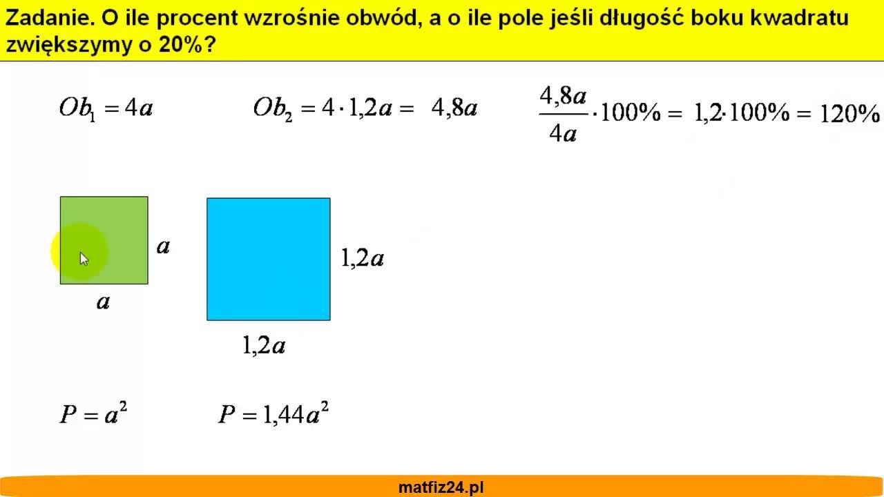 Pole i obwód kwadratu - Wyrażenia algebraiczne - Matfiz24.pl - YouTube Pole Kwadratu Wzór Z Przekątną