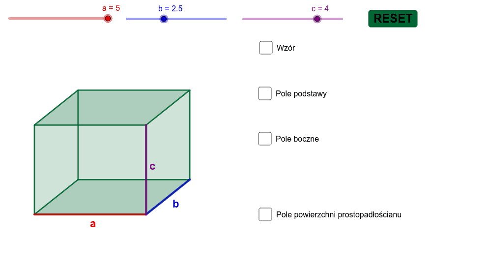 Pole powierzchni prostopadłościanu – GeoGebra Jak Obliczyć Pole Powierzchni Prostokąta