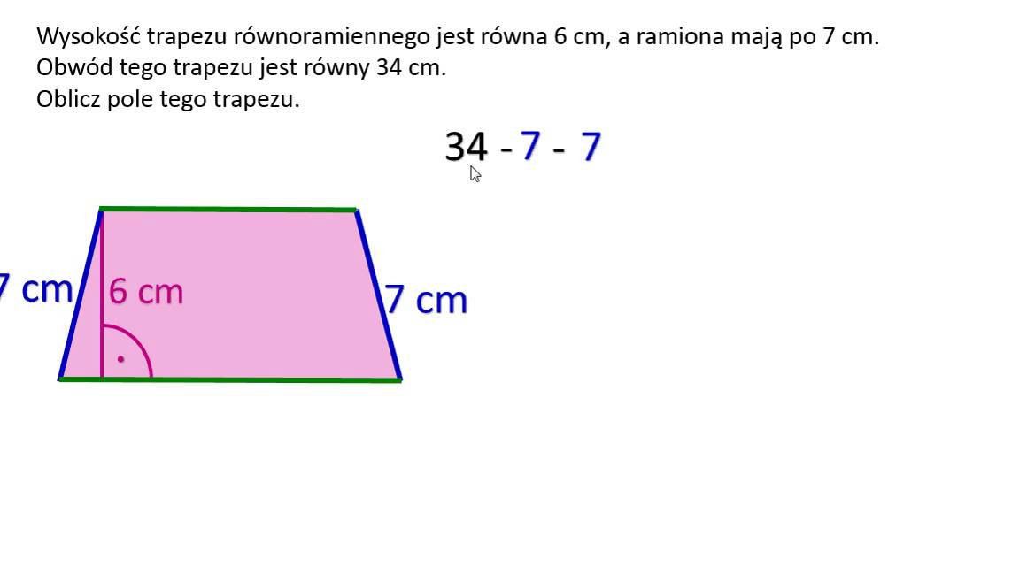 Pole Trapezu Rownoramiennego Jest Rowne 228