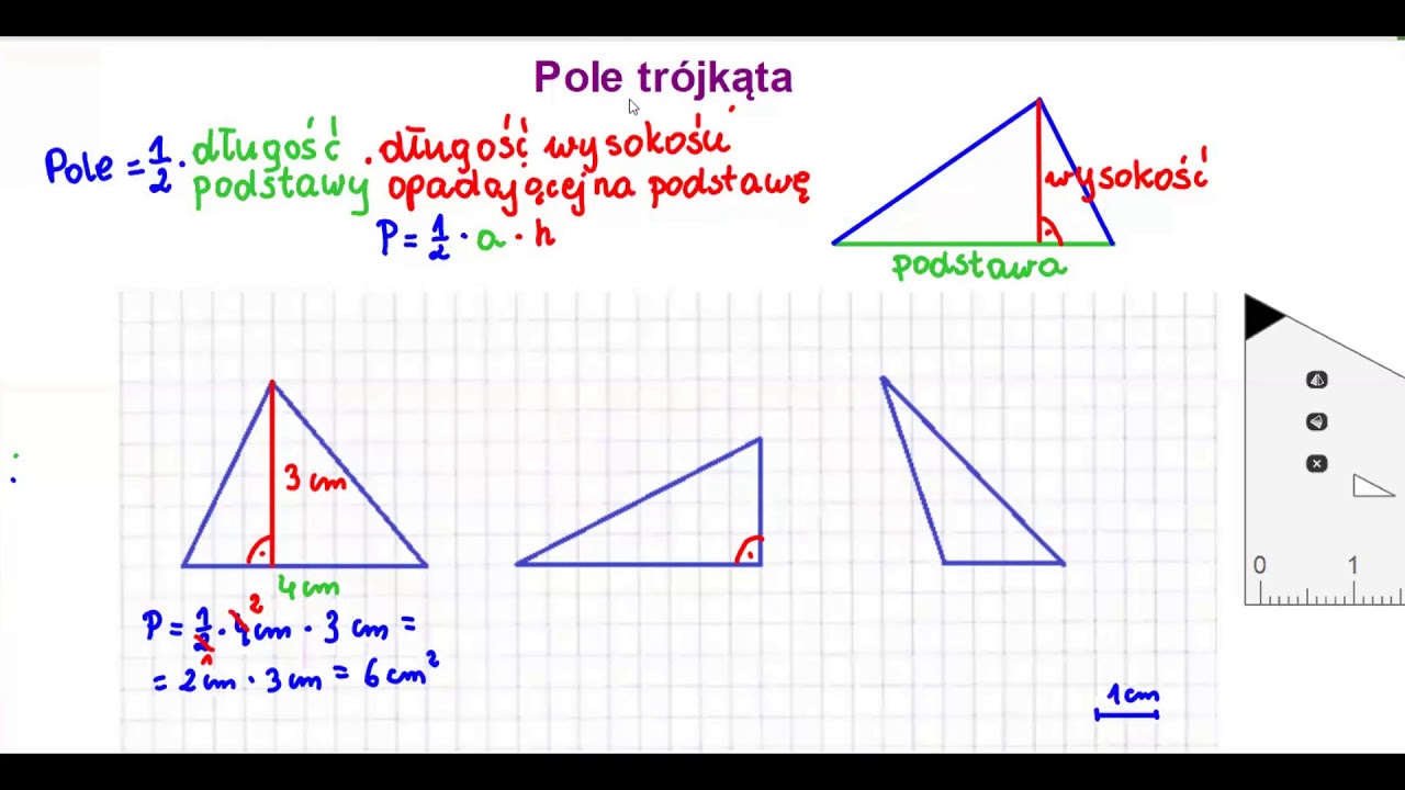 Pole trójkąta klasa 5 - YouTube Wzór Na Pole Trójkąta Z Sinusem