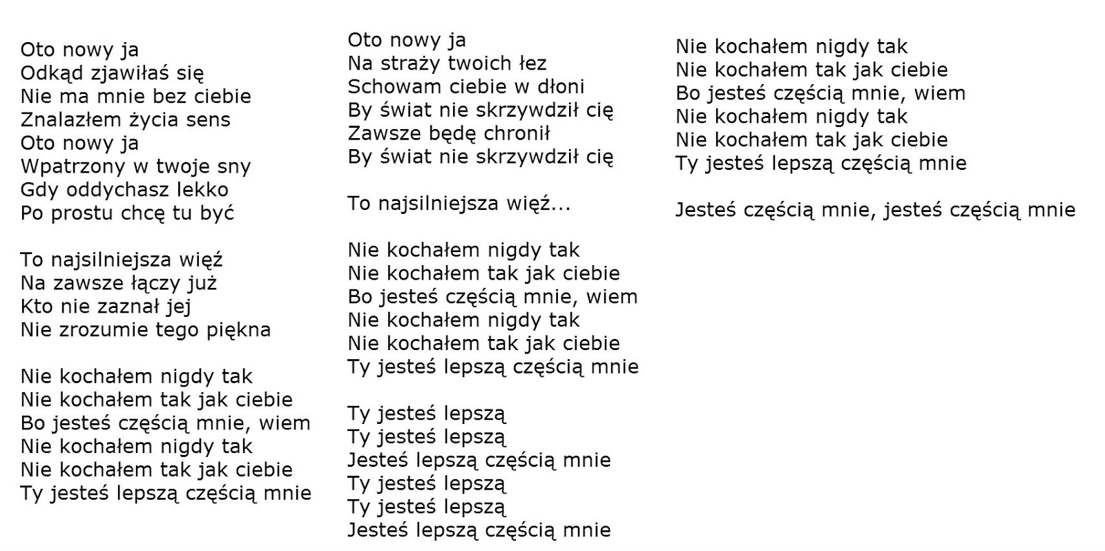 For Teens Jestes Czescia Mnie Tekst
