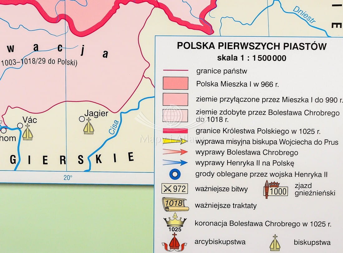 POLSKA PIASTÓW MAPA ŚCIENNA SZKOLNA NOWA ERA Polska Pierwszych Piastow Sprawdzian Nowa Era