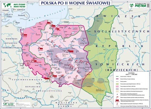 POLSKA PO II WOJNIE ŚWIATOWEJ MAPA SZKOLNA Polska Po Ii Wojnie światowej Sprawdzian