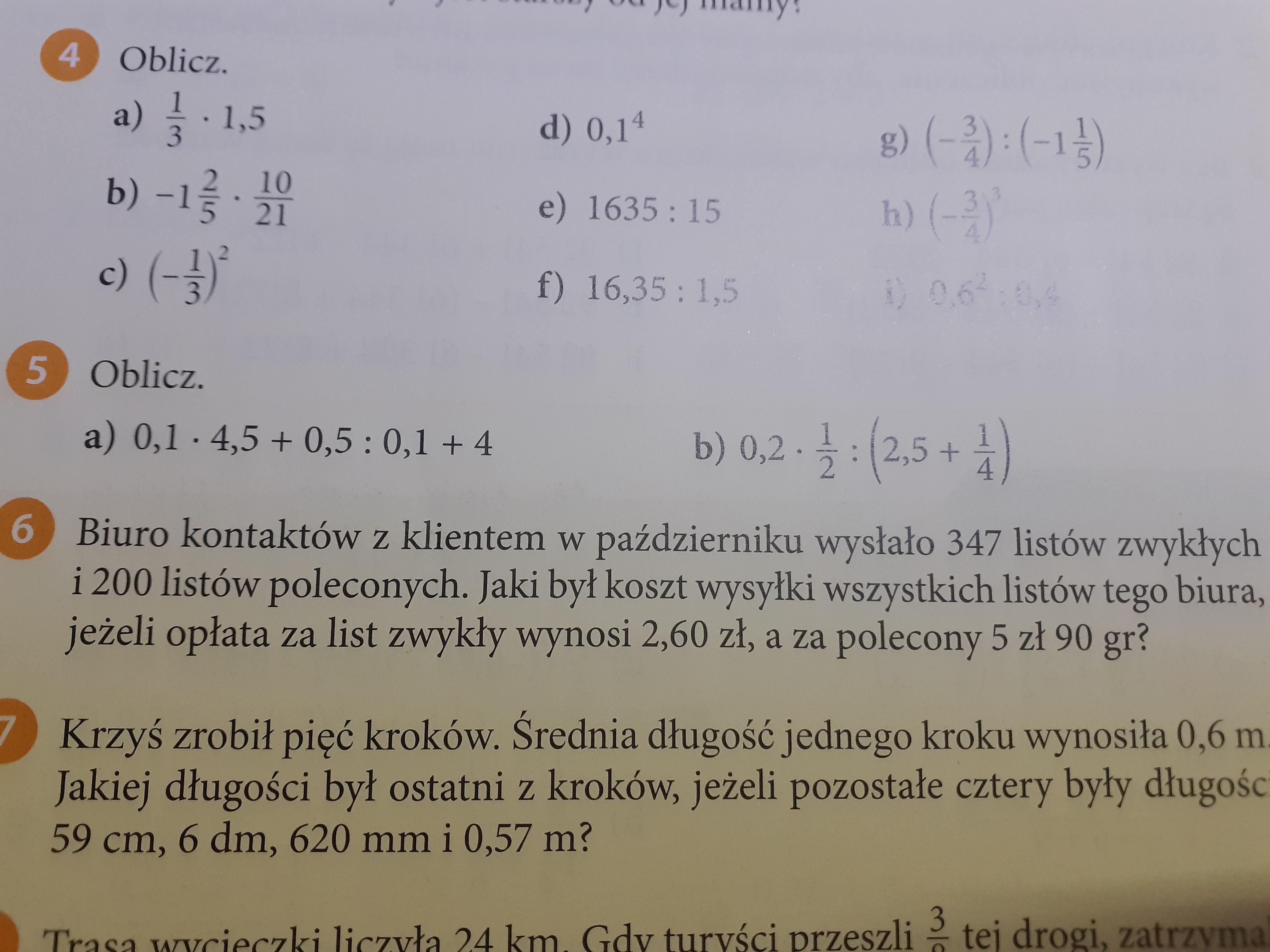 Pomozcie mi zrobić zadanie 6 ze strony 170 matematyka z kluczem część 1 Zad 3 Str 170 Matematyka Klasa 6