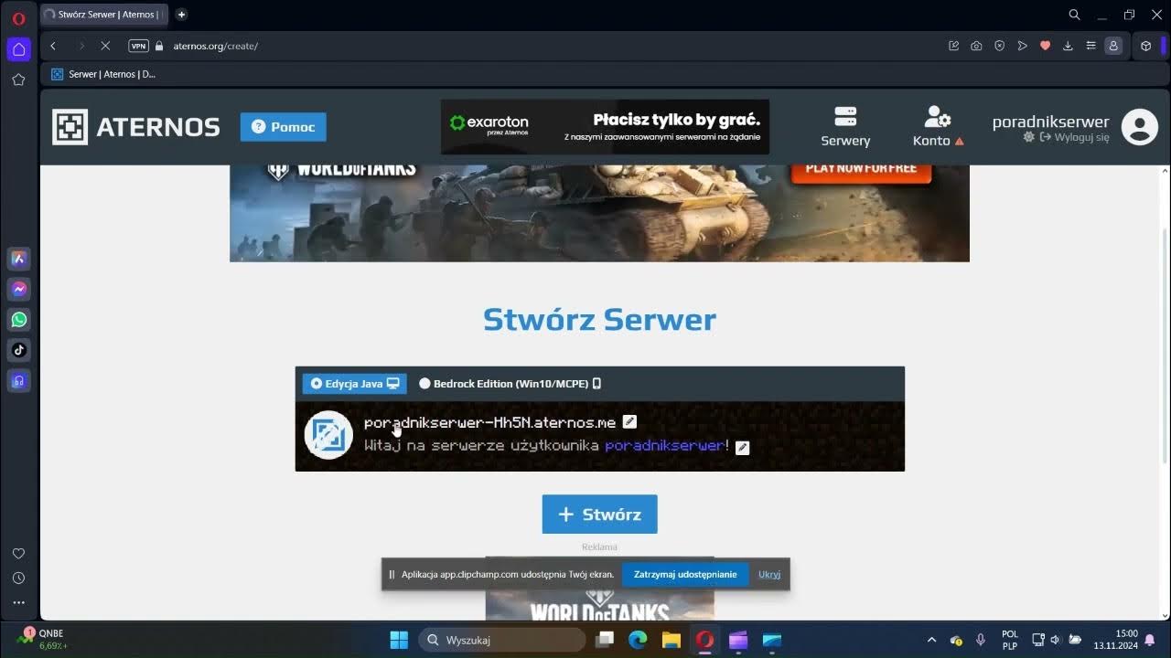 PORADNIK JAK ZROBIĆ SWÓJ SERWER NA ATERNOS! - YouTube Jak Wejsc Na Serwer Aternos