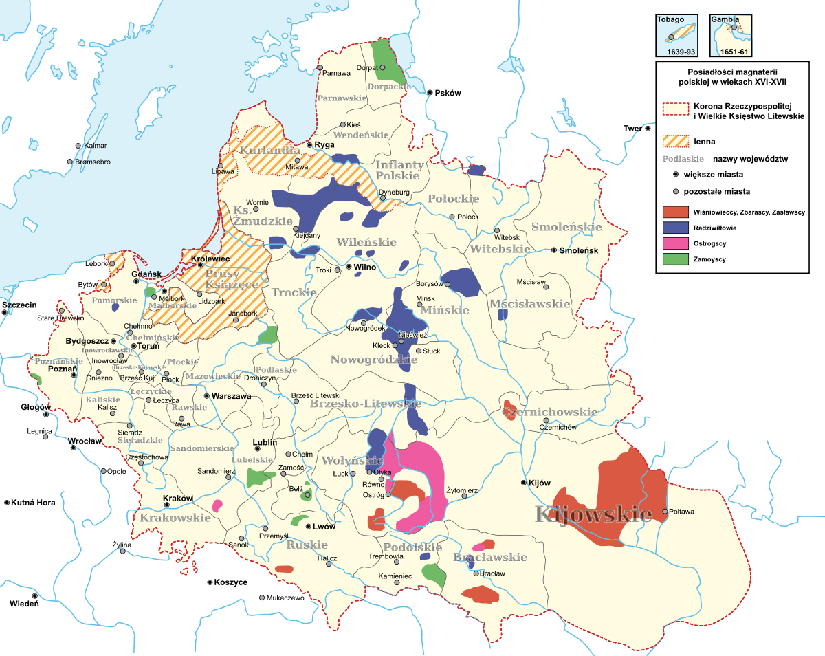 Posiadłości ziemskie polskich rodów magnackich w XVI-XVII wieku Antroponimia Polski Od Xvi Do Końca Xviii Wieku