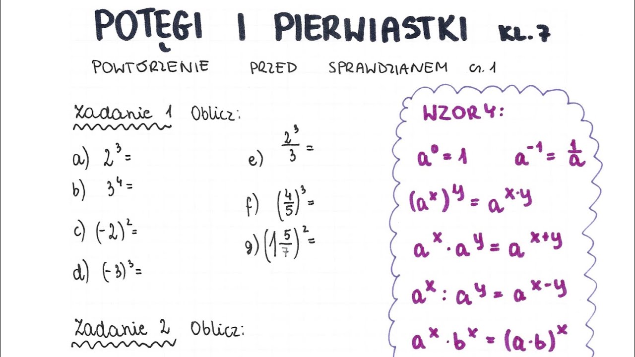 Potegi I Pierwiastki Sprawdzian Klasa 7 Nowa Era