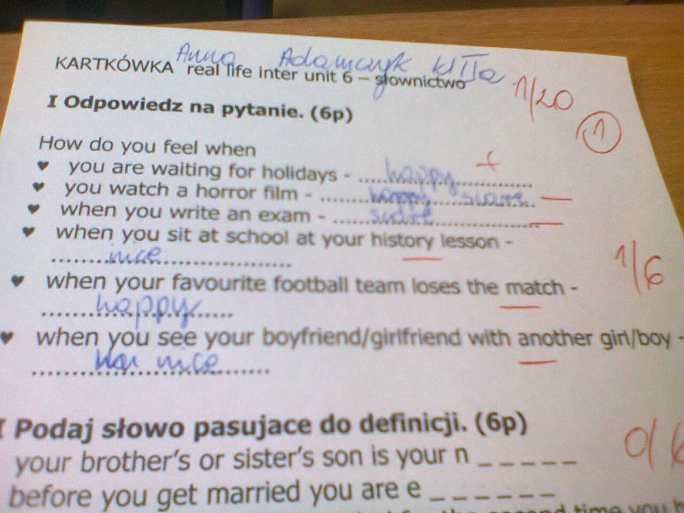Potrzeba na dziś kartkówka z angielskiego dla kogoś jak TY to 2 minutki Kartkowka Z Angielskiego