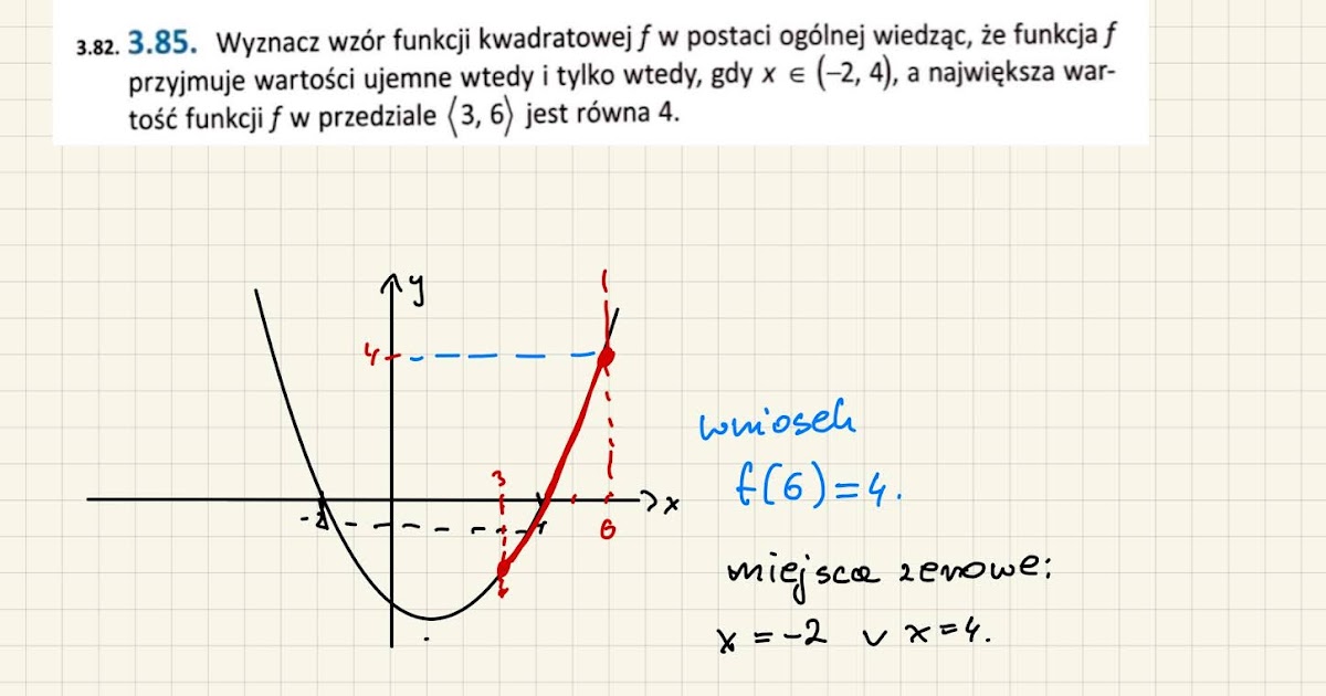 Powtórka przed maturą - matematyka zadania: 3.85 Wyznacz wzór funkcji Wyznacz Wzor Funkcji Kwadratowej F Wiedzac Ze