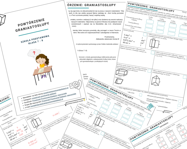 Powtórzenie z graniastosłupów - 2 wersje (klasa 7-8) - Sklep online 2 Klasa Liceum Matematyka Powtorzenie