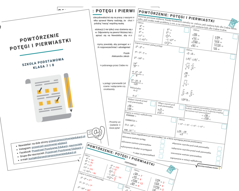 Powtórzenie z potęg i pierwiastków (klasa 7 i 8) • Złoty nauczyciel Potęgi I Pierwiastki Klasa 7 Pdf