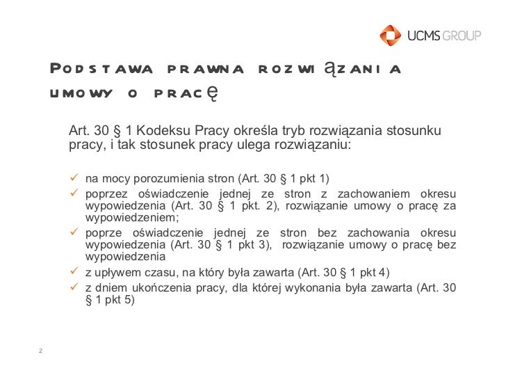 Ppt 1. rozwiązywanie stosunku pracy Tryb I Podstawa Prawna Rozwiązania Umowy O Pracę