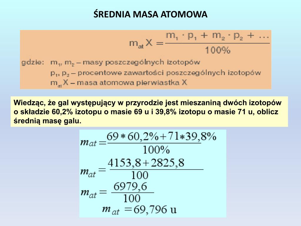 Jak Obliczyc Srednia Mase Atomowa