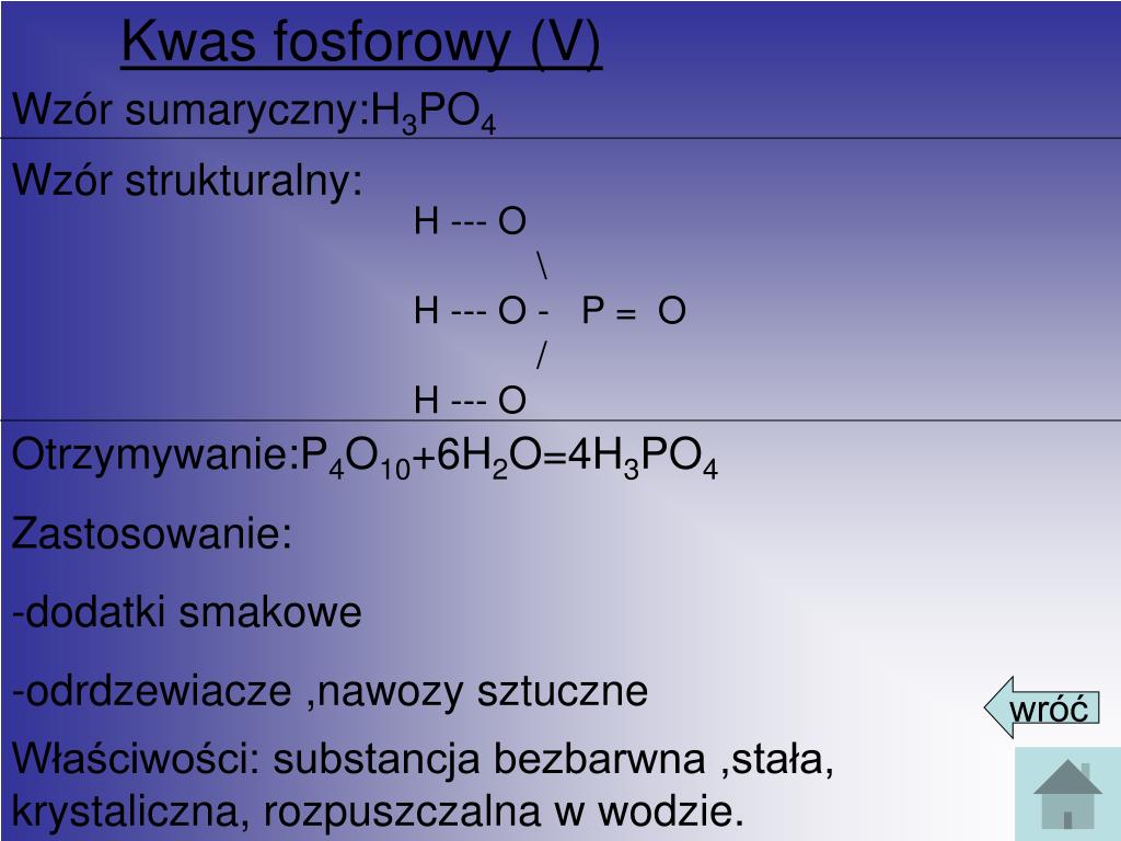 Wzór Sumaryczny Kwasu Fosforowego 5
