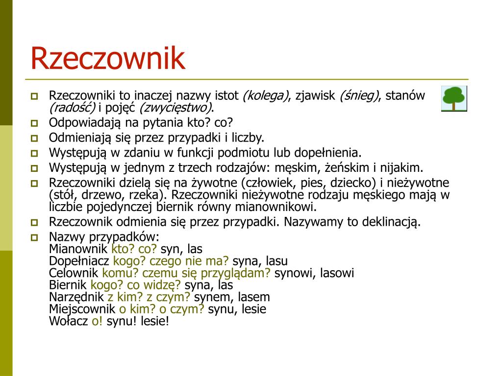 PPT - CZĘŚCI MOWY PowerPoint Presentation, free download - ID:4391444 Odmienne I Nieodmienne Czesci Mowy Test