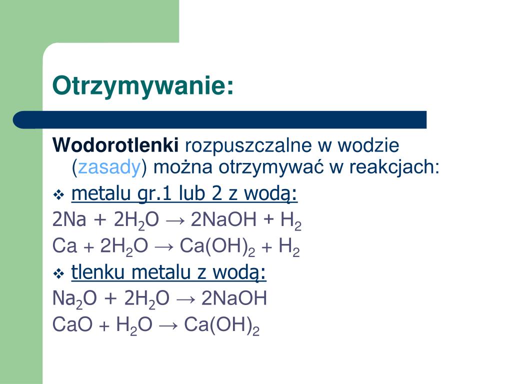 Wodorotlenki Rozpuszczalne W Wodzie