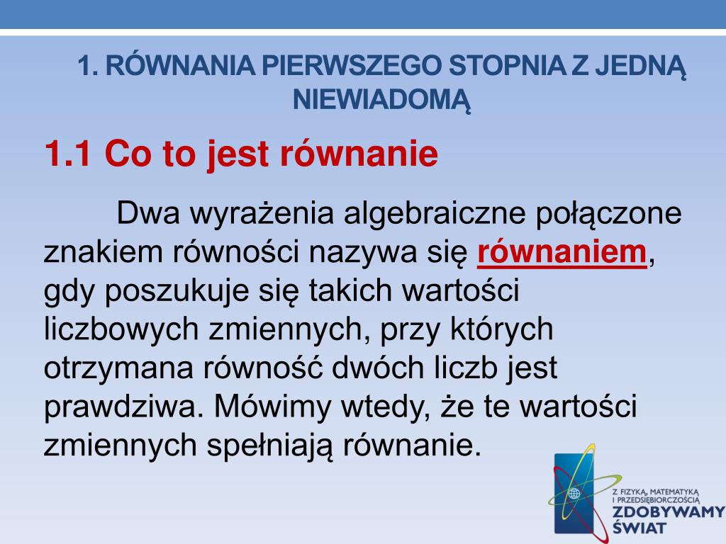 PPT - Dane INFORMACYJNE PowerPoint Presentation, free download - ID:5160117 Równania 1 Stopnia Z Jedną Niewiadomą