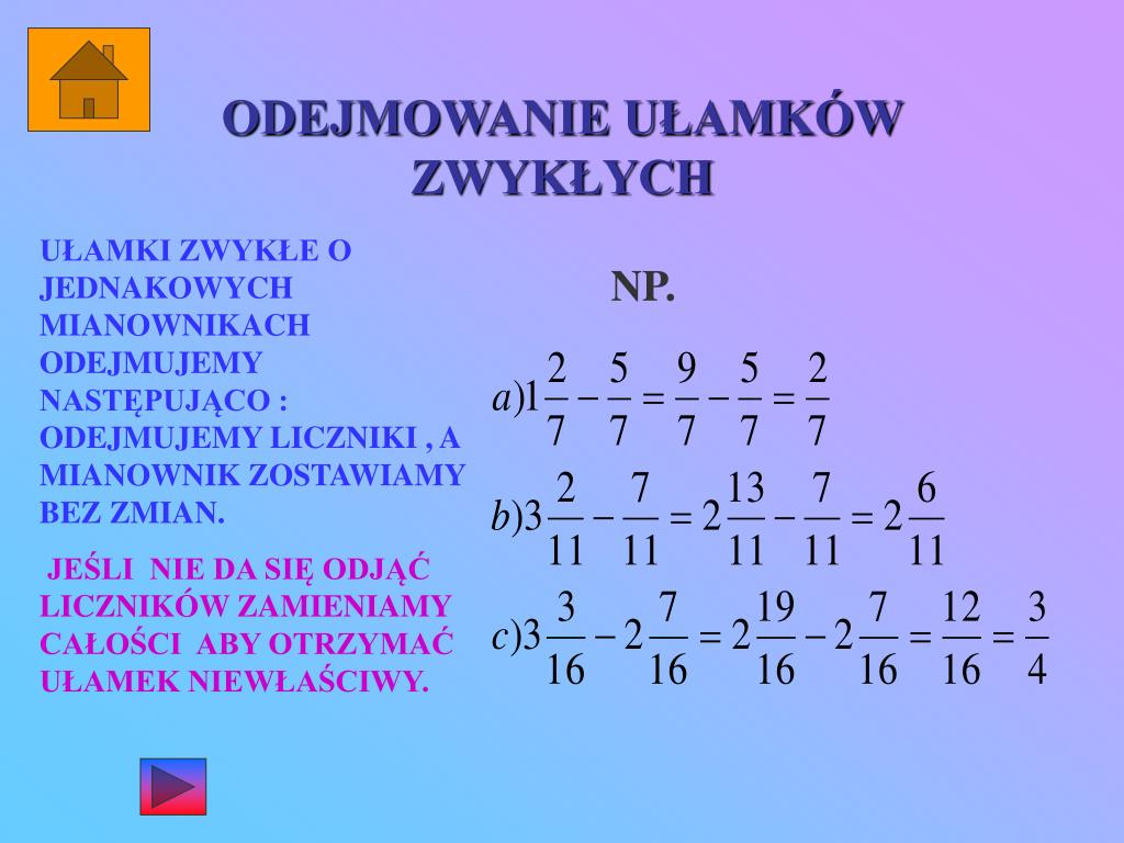 PPT - DZIAŁANIA NA UŁAMKACH ZWYKŁYCH PowerPoint Presentation, free Działania Na Ułamkach Zwykłych Zadania